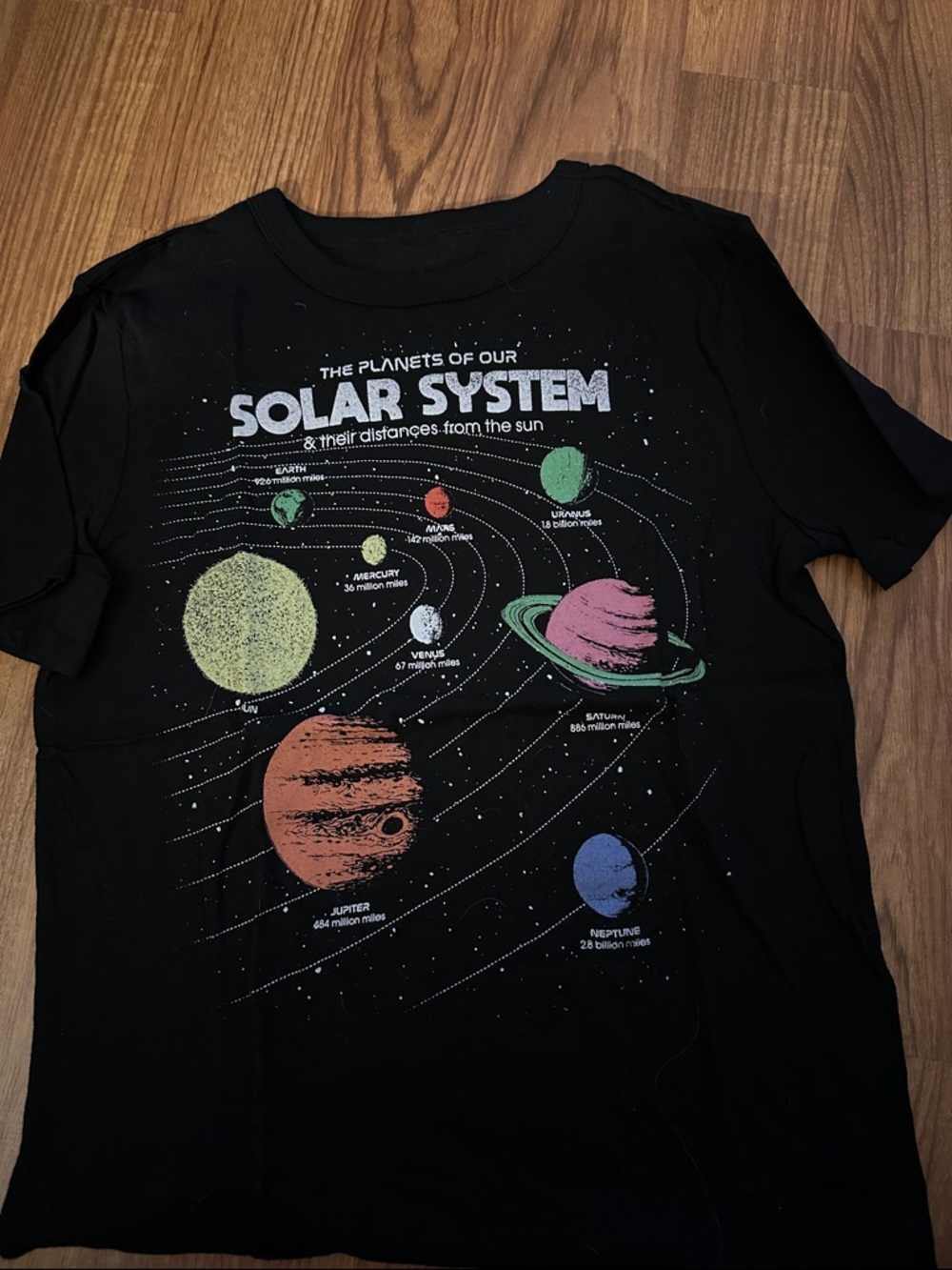 GAP Black Kids' Solar System Graphic Tee with Colorful Planets